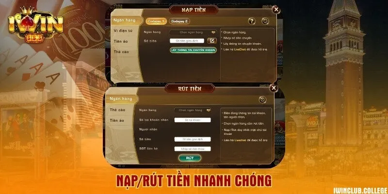 Nạp rút tiền nhanh chóng